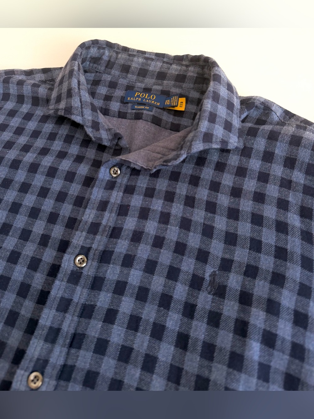 Polo Ralph Lauren Shirt Blue Plaid Check Double Faced Flannel Pony Mens XXL